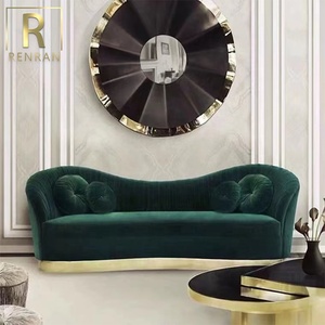 Canapé en velours bleu de luxe léger, design moderne italien, de bonne qualité, pour salon - Product Image 6