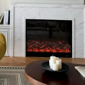 Custom Electric Heating Fireplace Decor Smart Timing Function Led Electric Fireplace Wall Recessed Fireplace For Living Room