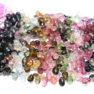 Perles de pierres précieuses naturelles multicolores en tourmaline facettée en forme de poire de 3 mm et 5 mm, pour la création de bijoux, certifiées IGI - Product Image 4
