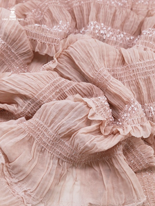 Tissu en mousseline de soie blanc pur brodé <span class=keywords><strong>au</strong></span> <span class=keywords><strong>crochet</strong></span>, doux <span class=keywords><strong>pour</strong></span> la peau, respirant, avec sequins brodés, idéal <span class=keywords><strong>pour</strong></span> les robes longues <span class=keywords><strong>pour</strong></span> femmes - Product Image 3