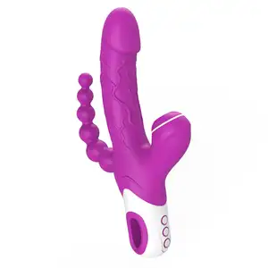 G-spot vibrator Silicone female adult waterproof clitoral tongue massager Triple Massage Clit Stimulator Anal Beads Vibrators