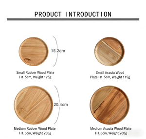 Bandeja Redonda Simple para Servir Té y Postres, Hecha de Madera Maciza de Acacia, Duradera, Ecológica y con Grabado - Product Image 4