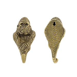 Poignée de <span class=keywords><strong>porte</strong></span> en laiton massif, motif gorille, laiton antique, grand crochet, silhouette animale, quincaillerie de meuble, cuivre pur, bouton de tirage - Product Image 6