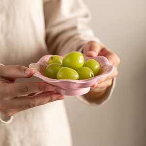Handmade <b>Ceramic</b> Lotus Leaf Fruit <b>Plate</b> Small High Footed Teapot Stand Home Use Retro Zen Style Snack Dish Dehua - Product Image 4