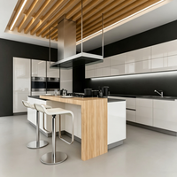 Meubles modulaires de conception complète en quartz, laque et mélamine, avec robinet, évier, tiroir et panier, pour salon et cuisine, direct usine