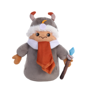Peluche del Personaggio di Gioco Carino: Bambola Imbottita del Villager Invernale con Corna, Sciarpa e Lancia di Ghiaccio - Morbida Figura di Peluche del Gioco Cartoon, Regalo - Product Image 1