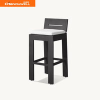 Ensemble de bar en aluminium pour extérieur, résistant aux intempéries, 1 table et 2 tabourets, ensemble moderne noir de table haute et de tabourets pour balcon, bord de piscine, cour