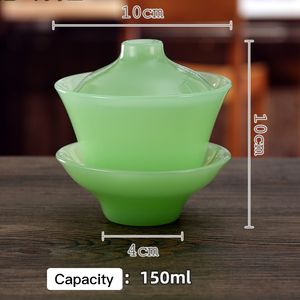 Verre à lait moseur traditionnel chinois, tasse à thé Kung Fu avec couvercle en verre de Jade - Product Image 2