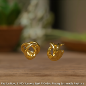 ต่างหูห่วงแฟชั่น สแตนเลส 316L ชุบทอง PVD ทนทาน เป็นมิตรต่อสิ่งแวดล้อม - Product Image 3