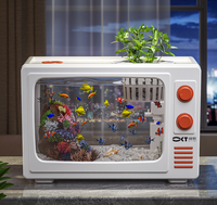 Petit aquarium de bureau pour salon avec filtration et oxygénation, aquarium écologique DIY pour poissons rouges à placer près de la télévision