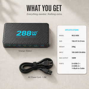 Charging Station GaN 288W 6C2A <strong>8</strong> Ports Desktop <strong>Charger</strong> PD 100W PPS Ultra-Thin <strong>Charger</strong> for Laptop <strong>iPhone</strong> Factory Direct - Product Image 5