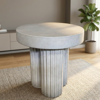 Table d'appoint en béton au design cannelé trèfle moderne, minimaliste pour salle à manger, appartement, hôtel, villa, bureau, immeuble