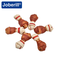 Friandises pour chiens Joberill à haute teneur en protéines, os noués bicolores avec pâte de canard, 2,5-3 pouces, pour la santé digestive, cutanée et du pelage des chiens