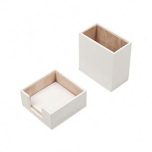 Double Desk Organizer Leather Office Product with Pen and <b>Note</b> Paper Holders for Desktop Organizing - Product Image 6