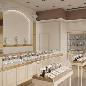 Vitrine de comptoir de bijouterie en verre de luxe Vitrine Design d'intérieur 3D personnalisé avec éclairage LED pour bijouteries - Product Image 3