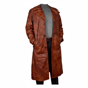 Blouson en cuir homme, long vêtement d'hiver sur mesure, pour moto, tendance 2022 - Product Image 1