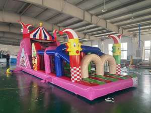 Надувная полоса препятствий QIQU 4x13м «Гигантский комбо» с 2 горками, зоной для лазания и прыжков, для карнавала, в стиле «гигантский клоун» - Product Image 4