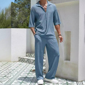 King Mcgreen Star New Men Pants Set Camisa de manga corta y pantalones largos Traje de cárdigan irregular para <span class=keywords><strong>hombre</strong></span> Conjuntos de dos piezas Trajes para <span class=keywords><strong>hombre</strong></span> - Product Image 2