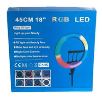 Anneau lumineux professionnel de 18 pouces RVB Selfie avec support de trépied pour téléphone LED lumière de remplissage éclairage photographique audio professionnel