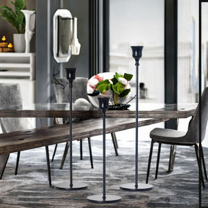 Vente chaude Nouveau ZHUODI Style européen Pur noir Fond lisse Métal Fait main Porte-bougie pour la Saint-Valentin Maison - Product Image 3