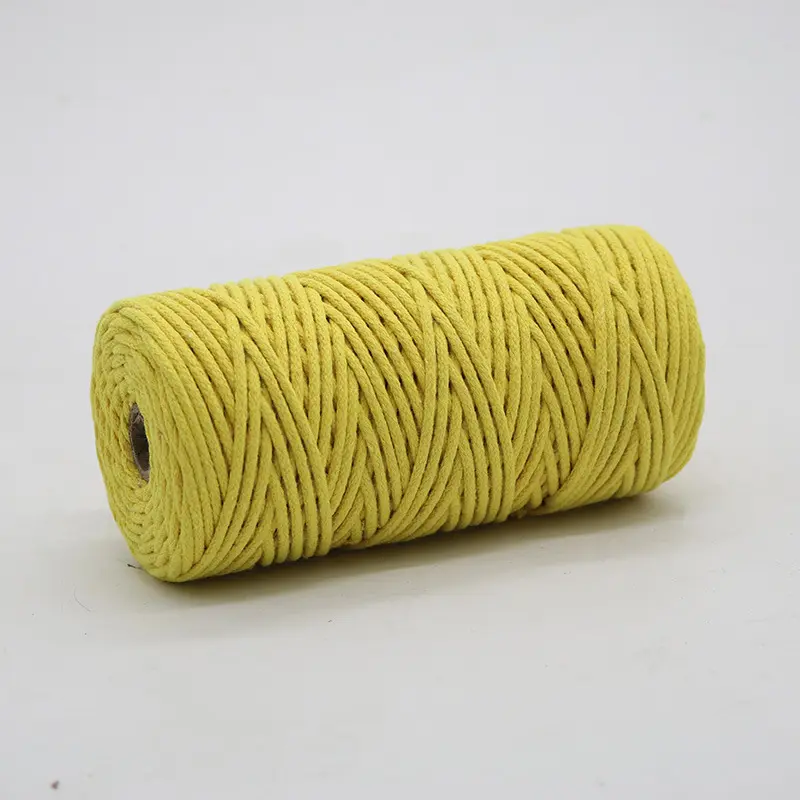 Hot selling chunky 3-5mm 100m twisted cotton rope macrame cord diy crochet knitting yarns