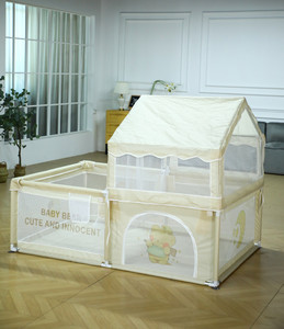 2025 nouveau style <span class=keywords><strong>parc</strong></span> pour bébé avec maison de jeu et moustiquaire conception de sécurité anti-renversement intérieur ou extérieur - Product Image 1