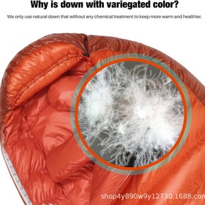 Saco de dormir ultraligero Woqi tipo momia, 650 Loft, plumón de pato, 800g, nailon transpirable, para adultos, camping al aire libre - Product Image 3