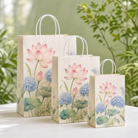 Sacs en papier kraft blanc et brun personnalisés en gros avec poignées pour la vente à emporter, la restauration rapide et le shopping