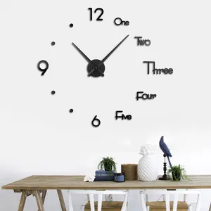 Reloj de pared con pegatina acrílica de lujo para decoración del hogar, cronógrafo de pared grande, digital, 3D, nórdico, creativo, 2023