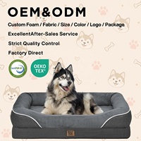 Lit pour chien orthopédique OEM/ODM avec coussin, en mousse alvéolée solide et tendance, respirant, imperméable, antidérapant, robuste, personnalisable, type canapé-lit