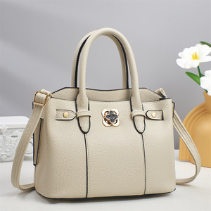 Sac à main élégant pour femme en cuir microfibre avec bandoulière amovible, fermeture à loquet, motif litchi, sac pour usage quotidien - Product Image 1