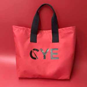 Custom Logo 16" Nylon Tote Bags <b>Red</b> Waterproof Beach Bag With Printing Logo Foldable Women Shoulder Bags With Inner Pocket - Product Image 6