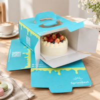Boîte à gâteau en carton personnalisée avec logo, poignée et fenêtre transparente, emballage de pâtisserie en papier pour cupcakes et friandises d'anniversaire
