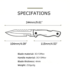 มีดอเนกประสงค์ สแตนเลสสตีล ปรับแต่งได้ตามต้องการ OEM/ODM มีดแคมป์ปิ้งอเนกประสงค์ EDC มีดเอาตัวรอดกลางแจ้ง DIY - Product Image 5