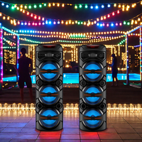 SING-E ZQS8302 Altavoz Inalámbrico para Exteriores de Alta Calidad con Tres Altavoces de 8 Pulgadas, Luces RGB para Fiestas, Altavoz Bluetooth