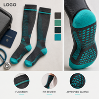 Chaussettes de compression de maternité confortables, couleur anthracite turquoise, compression graduée pour mollets, étiquette privée, commande personnalisée, approbation de la coupe