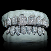 Fine Hip Hop Moissanite Grillz personnalisé véritable plaqué or 925 argent glacé réglage droit VVS Moissanite diamant dents Grillz