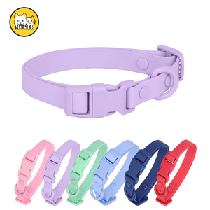 Muker lujo suave impermeable PVC gato perro Collar liberación rápida Correa patrón sólido hebilla de Metal logotipo personalizado mascota - Product Image 1