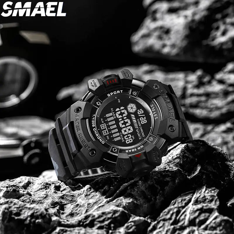 SMAEL 오리지널 팩토리 클래식 블랙 위장 디지털 시계 손목 시계 저렴한 디지털 시계 남성 8050MC