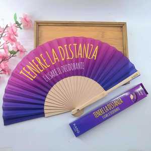 Abanicos de mano plegables de bambú con logotipo personalizado al por mayor, estilo arte popular, abanicos de papel blanco con pintura floral, para bodas, de mano - Product Image 2