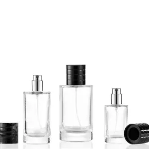 Neuer Stil hochgradig angepasste Qualitätskontrolle feine Stabilität runde Glasflasche Parfümflaschen mit schwarzem Deckel