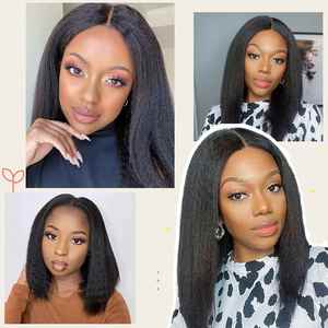 Perruque Bob en Cheveux Humains Brésiliens Remy Yaki Clair, Transparente 13*4, Pré-Pluckée, Ligne de Cheveux Naturelle, Sans Colle, 8-14 pouces, Vente en Gros - Product Image 6