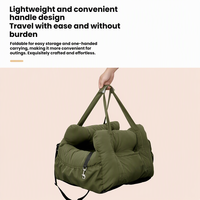 Coussin de voiture pour animaux de compagnie, pliable et lavable, avec poche de rangement et poignée, en coton PP antidérapant, vert armée, pour chats et chiens de petite, moyenne et grande taille