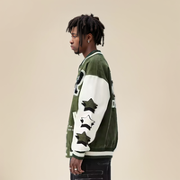 Blouson Bomber de Baseball Universitaire Personnalisable OEM de Haute Qualité pour Homme, avec Patch Brodé, Manches Épaisses en Laine/Viscose, Style High Street