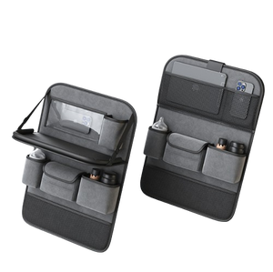 Bolsa de almacenamiento para asiento trasero de coche de gran capacidad con múltiples bolsillos de cuero PU, organizador de coche con bandeja de mesa plegable - Product Image 2