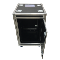 Boîtier de transport ODM/OEM 16U en zinc bleu avec portes coulissantes latérales pour amplificateurs, étanche IP67, garantie 3 ans, 4 rainures de superposition encastrées