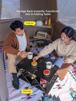 Étagère de rangement pliable pour le camping, organisateur de cuisine extérieur portable multi-niveaux, support pour équipement de pique-nique pour les sorties en camping dans le jardin