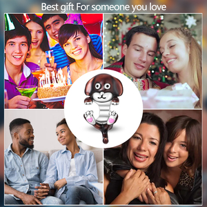 [Codedog] anjing sosis coklat lucu 3mm manik jimat berlapis perak desain asli penjualan langsung pabrik hadiah perhiasan indah DIY - Product Image 6