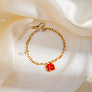 Encantadoras mujeres colorido esmalte Acero inoxidable Animal mar caballo estrella flor encanto enlace cadena perla pulsera Pulseras Mujer - Product Image 6