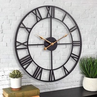 Horloge murale décorative de style minimaliste industriel, cadran rond en métal de 60 cm (24 pouces), chiffres romains, meilleure qualité